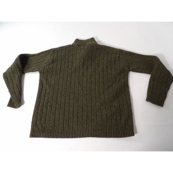 Oscar De La Renta Mens Sweter PullOver Knit Olive Green Knit Dad Core Mock Neck - Picture 9 of 9
